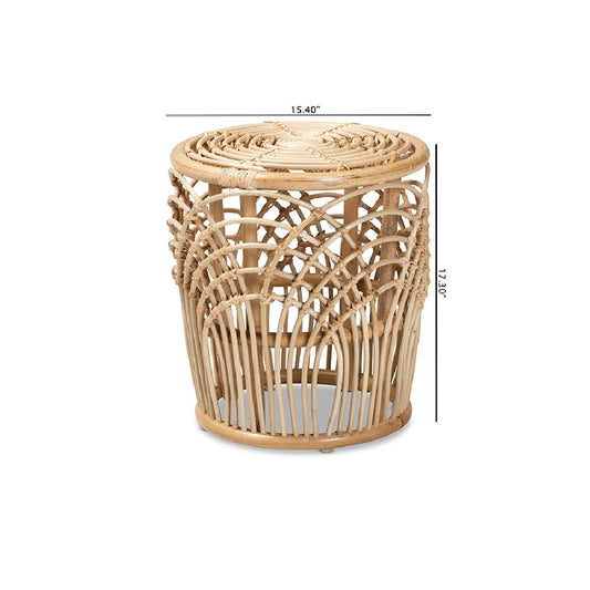 bali & pari Edena Modern Bohemian Natural Brown Finished Rattan End Table