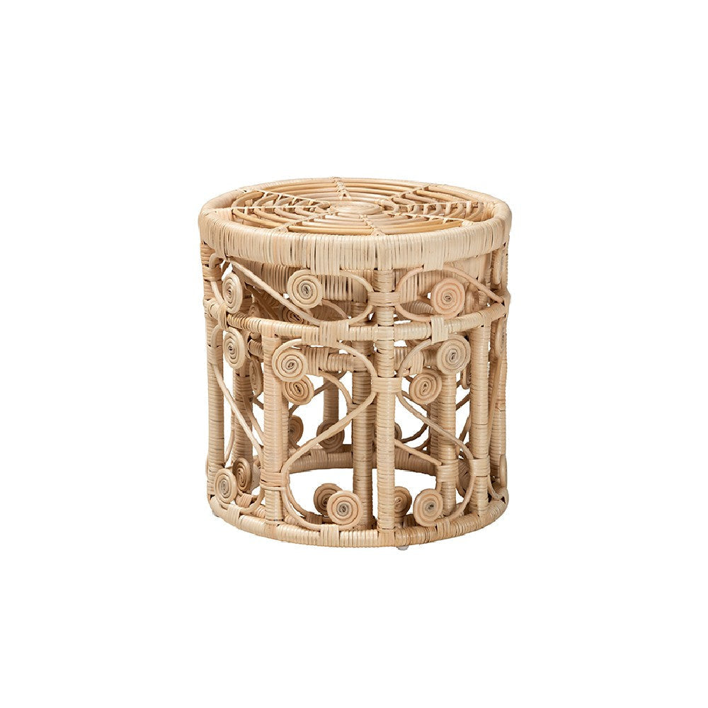 bali & pari Bowie Modern Bohemian Natural Brown Rattan 2-Piece Nesting End Table Set WHI-RT010-Rattan-Nesting-Table