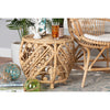 bali & pari Saranna Modern Bohemian Natural Brown Finished Rattan End Table WHI-RT011-Rattan-ET