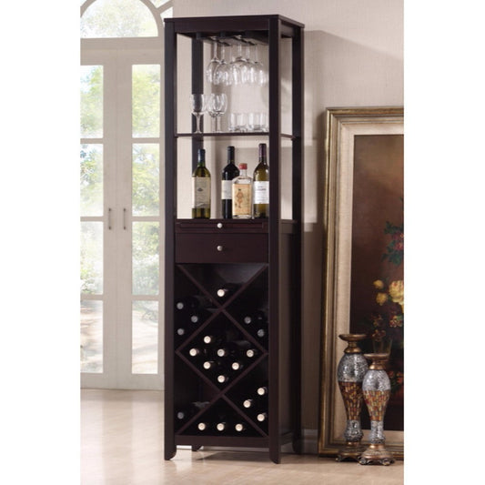 Baxton Studio Austin Brown Wood Modern Wine Tower