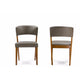 Baxton Studio Montreal Mid-Century Dark Walnut Wood Grey Faux Leather Dining Chairs (Set of 2)