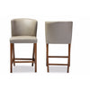 Baxton Studio Olivia Mid-century Modern Scandinavian Style Dark Walnut Wood Grey Faux Leather Pub Stool (Set of 2) WHI-RT325-STL-Grey