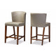 Baxton Studio Olivia Mid-century Modern Scandinavian Style Dark Walnut Wood Grey Faux Leather Pub Stool (Set of 2)