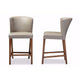 Baxton Studio Olivia Mid-century Modern Scandinavian Style Dark Walnut Wood Grey Faux Leather Pub Stool (Set of 2) WHI-RT325-STL-Grey