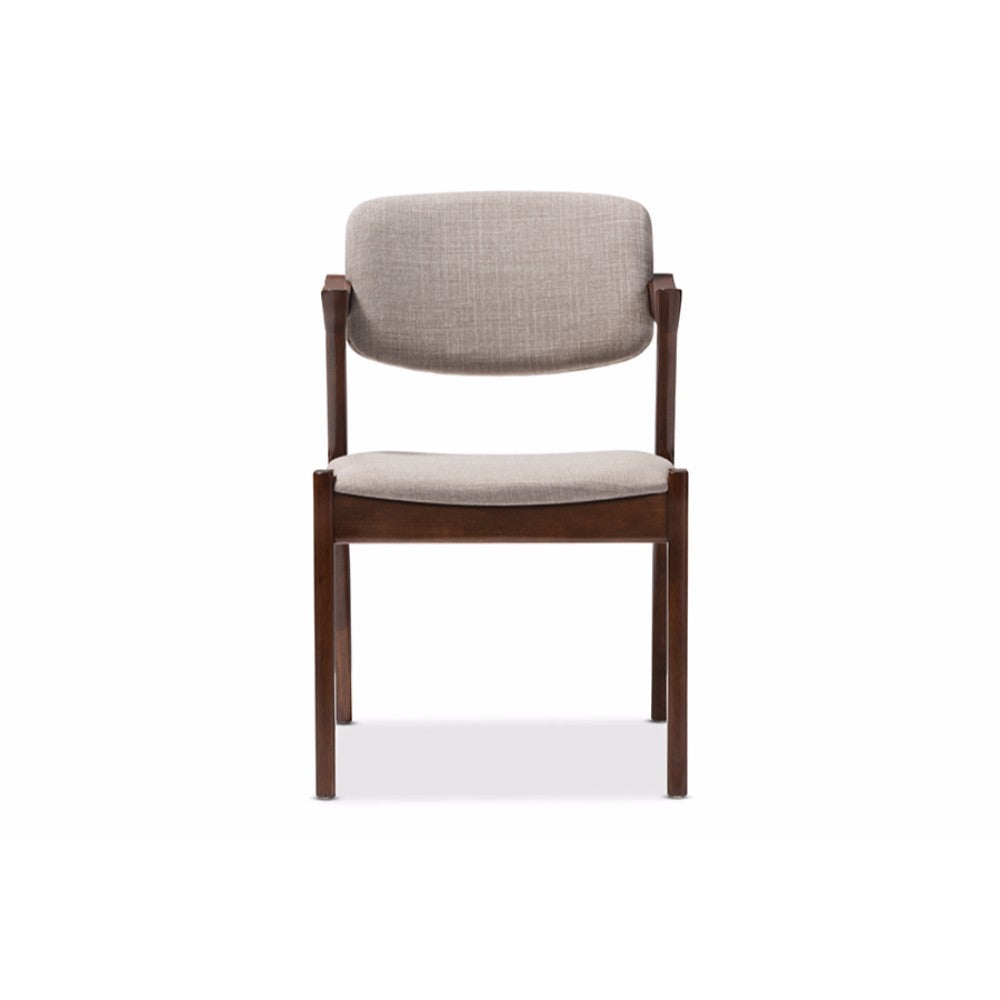 Baxton Studio Elegant Mid-Century Dark Walnut Wood Grey Fabric Upholstered Dining Armchair WHI-RT355-CHR-Grey