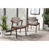 Baxton Studio Elegant Mid-Century Dark Walnut Wood Grey Fabric Upholstered Dining Armchair