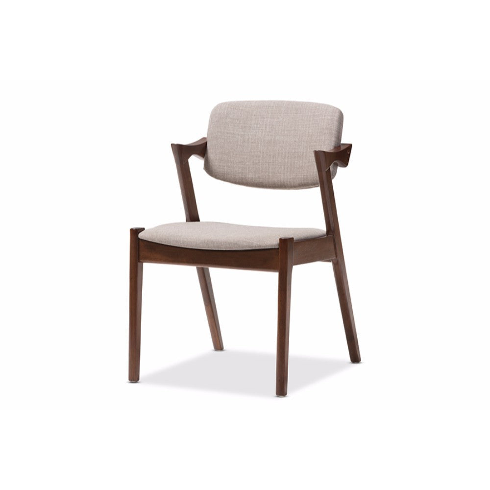 Baxton Studio Elegant Mid-Century Dark Walnut Wood Grey Fabric Upholstered Dining Armchair WHI-RT355-CHR-Grey