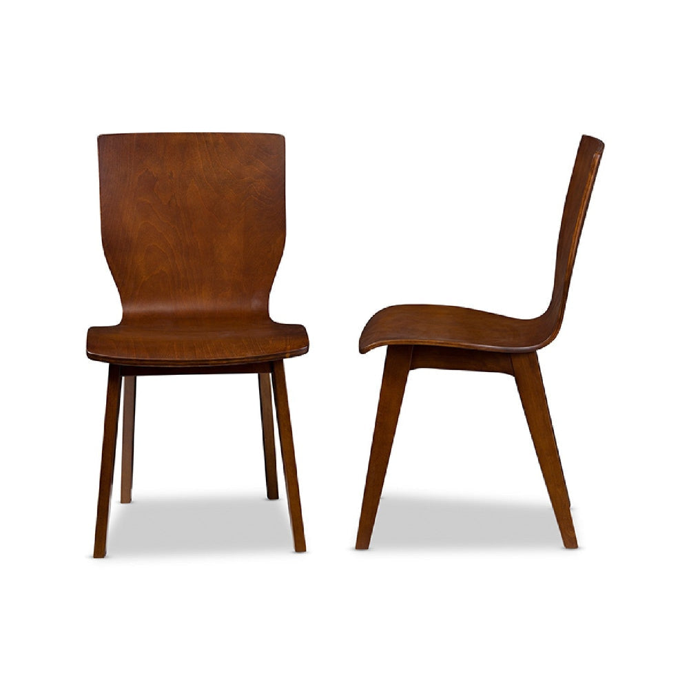 Baxton Studio Elsa Mid-century Modern Scandinavian Style Dark Walnut Bent Wood Dining Chair (Set of 2) WHI-RT364-TBL-Elsa-Dining-Chair