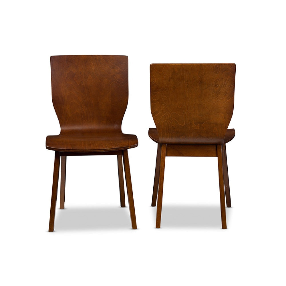 Baxton Studio Elsa Mid-century Modern Scandinavian Style Dark Walnut Bent Wood Dining Chair (Set of 2) WHI-RT364-TBL-Elsa-Dining-Chair