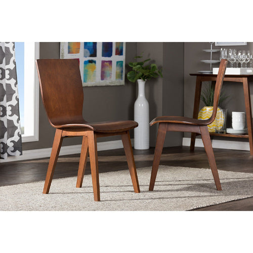Baxton Studio Elsa Mid-century Modern Scandinavian Style Dark Walnut Bent Wood Dining Chair (Set of 2)