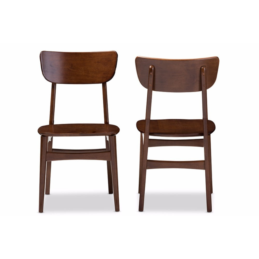 Baxton Studio Netherlands Mid-century Modern Scandinavian Style Dark Walnut Bent Wood Dining Side Chair (Set of 2) WHI-RT365-CHR