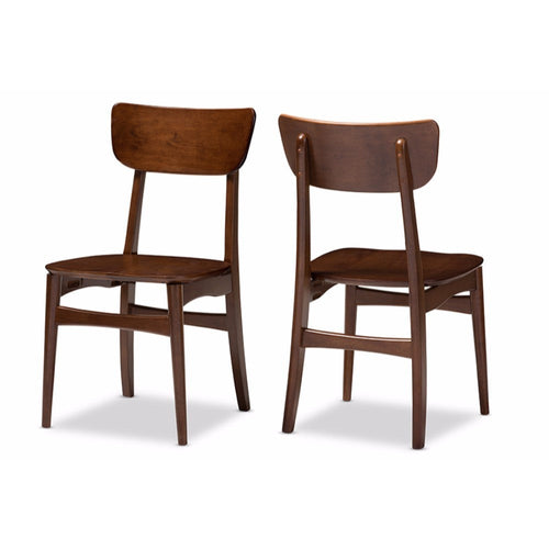Baxton Studio Netherlands Mid-century Modern Scandinavian Style Dark Walnut Bent Wood Dining Side Chair (Set of 2)