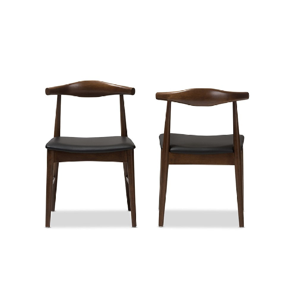 Baxton Studio Winton Mid-Century Modern Walnut Wood Dining Chair (Set of 2) WHI-RT514-CHR