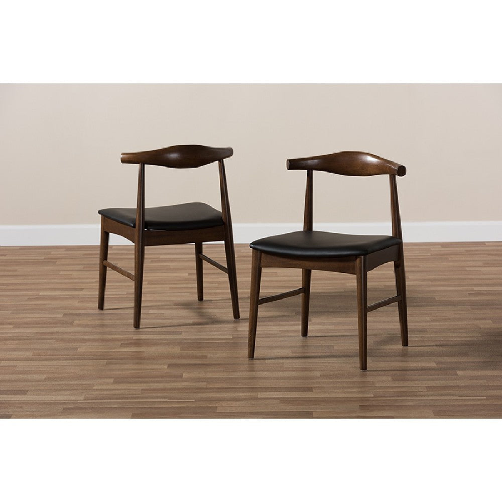 Baxton Studio Winton Mid-Century Modern Walnut Wood Dining Chair (Set of 2) WHI-RT514-CHR