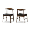 Baxton Studio Winton Mid-Century Modern Walnut Wood Dining Chair (Set of 2) WHI-RT514-CHR
