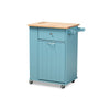 Baxton Studio Liona Modern and Contemporary Sky Blue Finished Wood Kitchen Storage Cart WHI-RT599-OCC-Natural-Sky-Blue-Cart