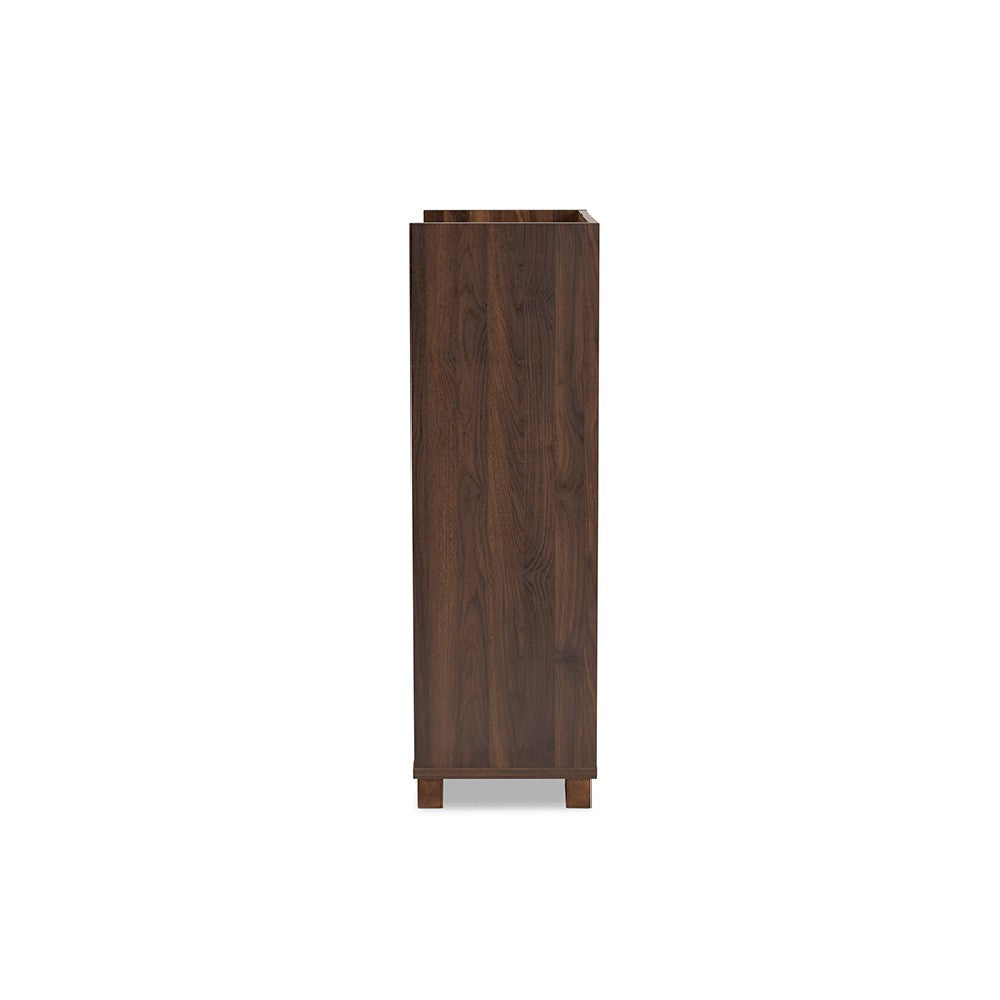Baxton Studio Carrie Transitional Farmhouse Walnut Brown Finished Wood Wine Storage Cabinet WHI-RT677-OCC-Walnut-Cabinet