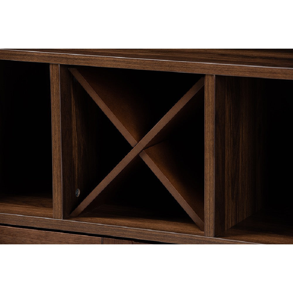Baxton Studio Carrie Transitional Farmhouse Walnut Brown Finished Wood Wine Storage Cabinet WHI-RT677-OCC-Walnut-Cabinet