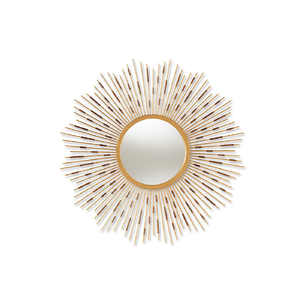 Baxton Studio Apollonia Modern and Contemporary Gold Finished Sunburst Accent Wall Mirror WHI-RTB1254