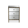 Baxton Studio Nouria Modern and Contemporary Hollywood Regency Glamour Style Mirrored 3-Drawer End Table WHI-RTB1368-1