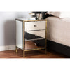 Baxton Studio Nouria Modern and Contemporary Hollywood Regency Glamour Style Mirrored 3-Drawer End Table WHI-RTB1368-1