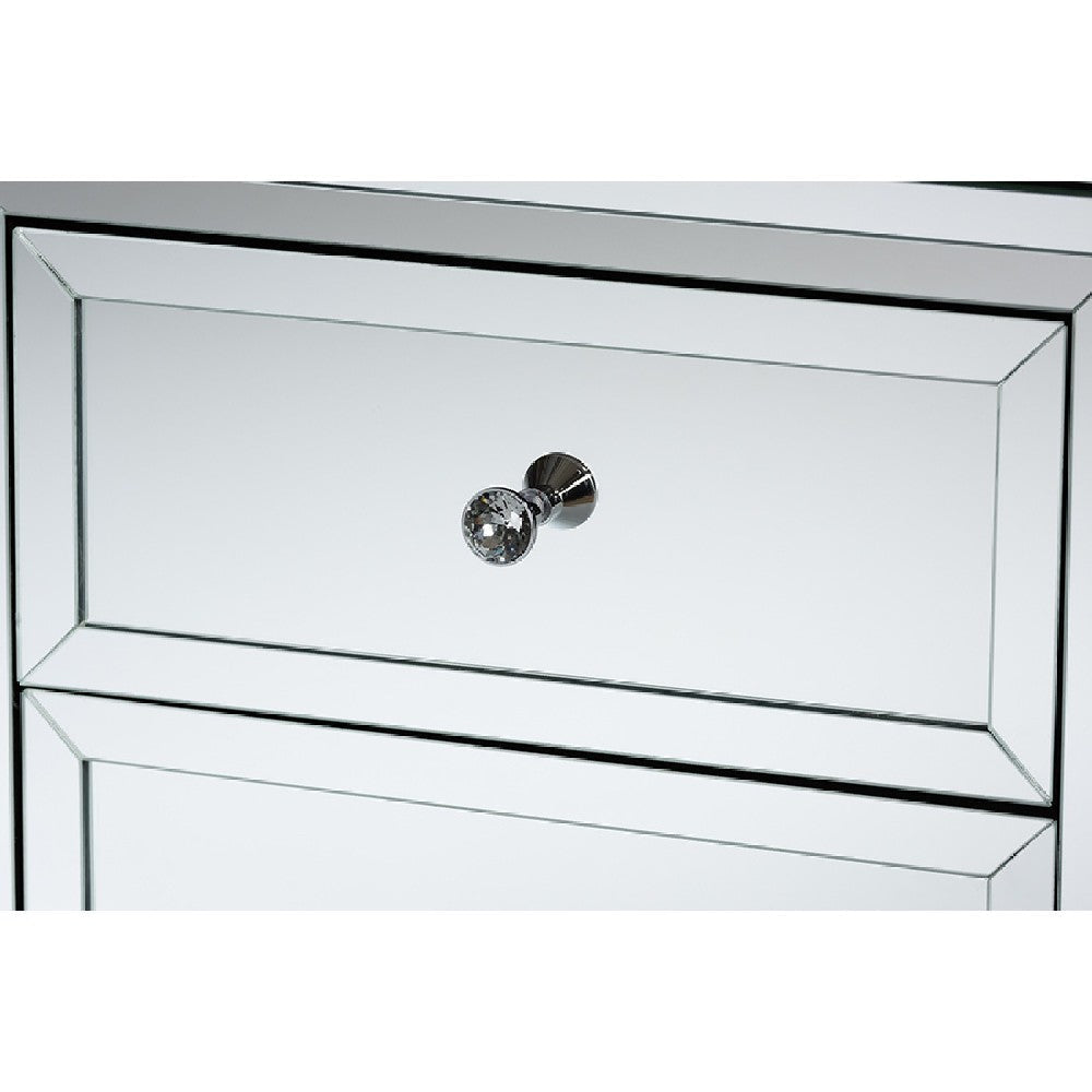 Baxton Studio Lina Modern and Contemporary Hollywood Regency Glamour Style Mirrored 3-Drawer End Table WHI-RXF-1787