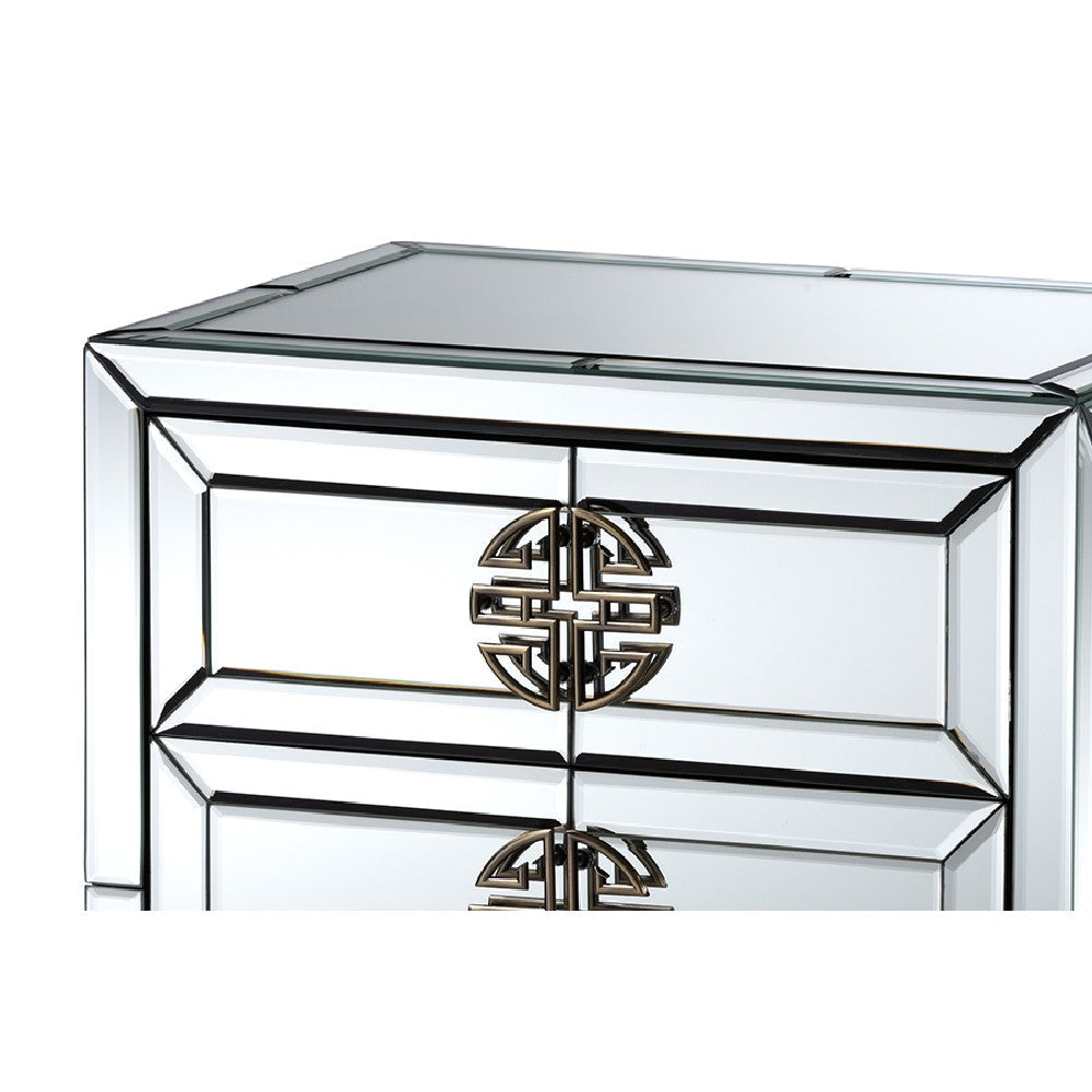 Baxton Studio Laken Contemporary Glam and Luxe Mirrored and Antique Bronze Finished 3-Drawer End Table WHI-RXF-2222-ET