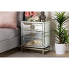 Baxton Studio Laken Contemporary Glam and Luxe Mirrored and Antique Bronze Finished 3-Drawer End Table WHI-RXF-2222-ET