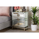 Baxton Studio Laken Contemporary Glam and Luxe Mirrored and Antique Bronze Finished 3-Drawer End Table WHI-RXF-2222-ET