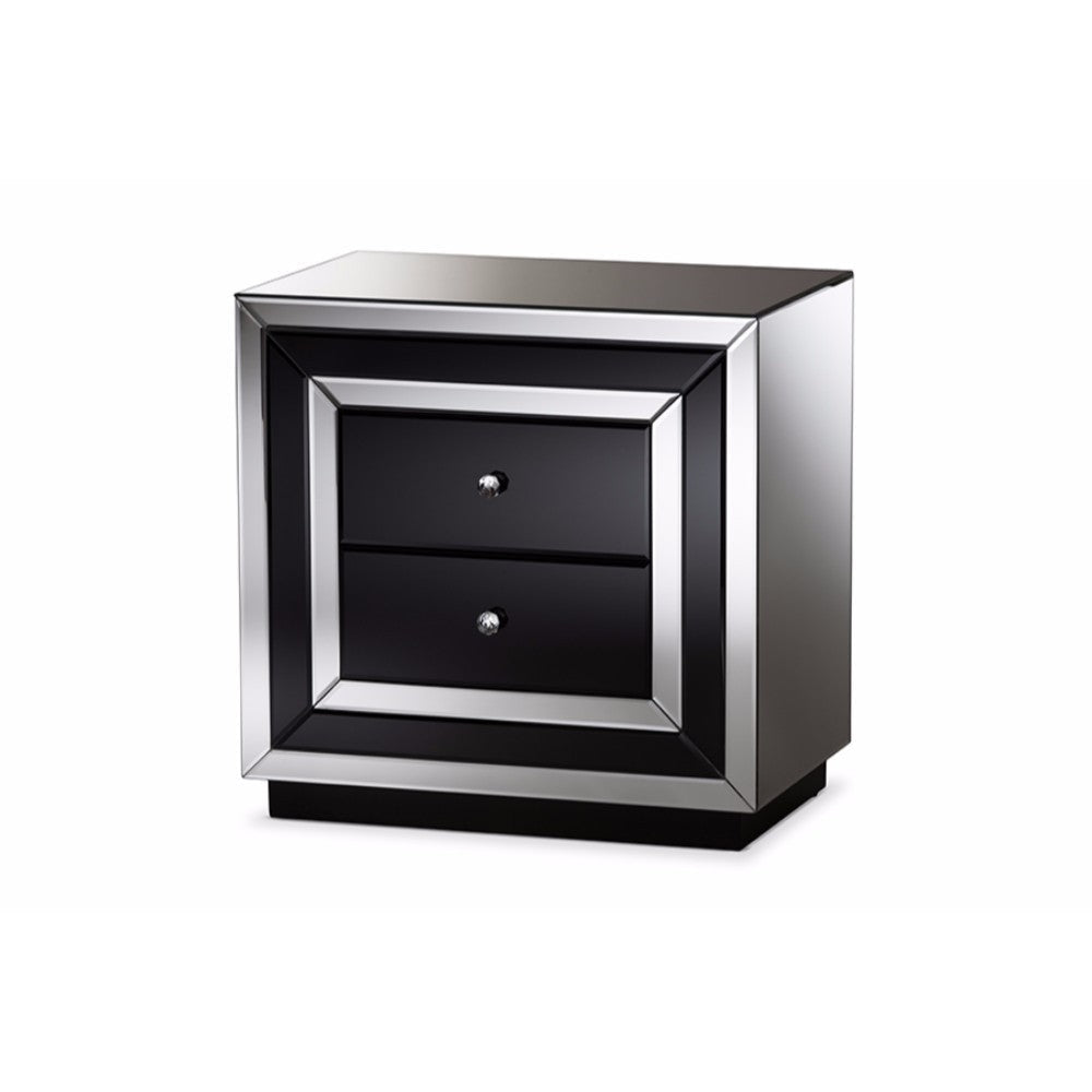 Baxton Studio Cecilia Hollywood Regency Glamour Style Mirrored 2-Drawer End Table WHI-RXF-721