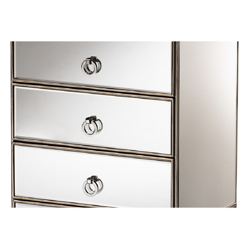 Baxton Studio Ewan Contemporary Glam and Luxe Mirrored 3-Drawer End Table WHI-RXF-8645-ET
