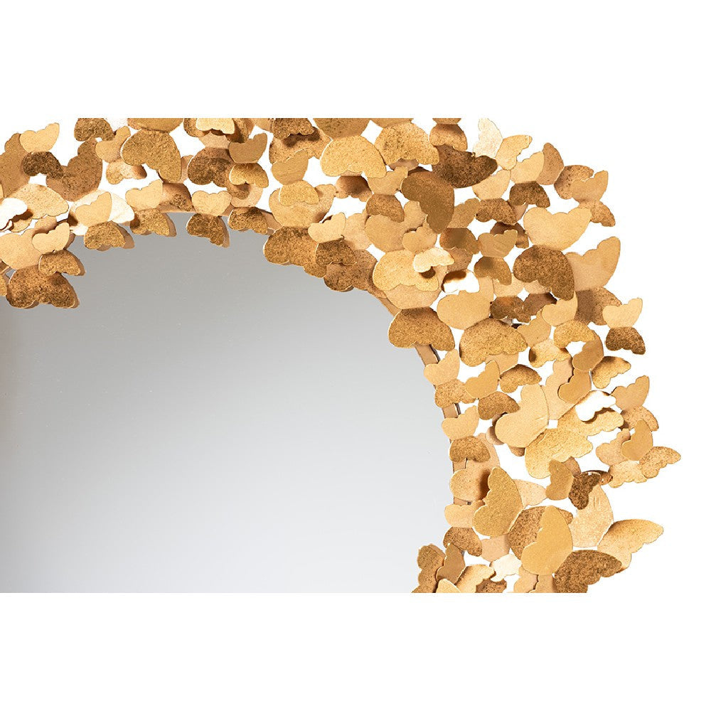 Baxton Studio Tauriel Modern Glam and Luxe Antique Goldleaf Metal Butterfly Accent Wall Mirror