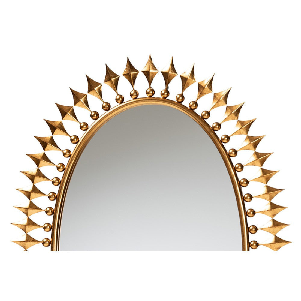 Baxton Studio Rogier Modern Glam and Luxe Antique Goldleaf Metal Accent Wall Mirror WHI-RXW-10054