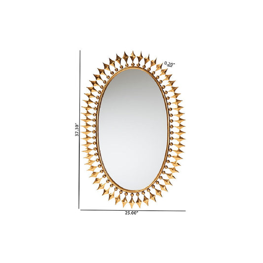 Baxton Studio Rogier Modern Glam and Luxe Antique Goldleaf Metal Accent Wall Mirror