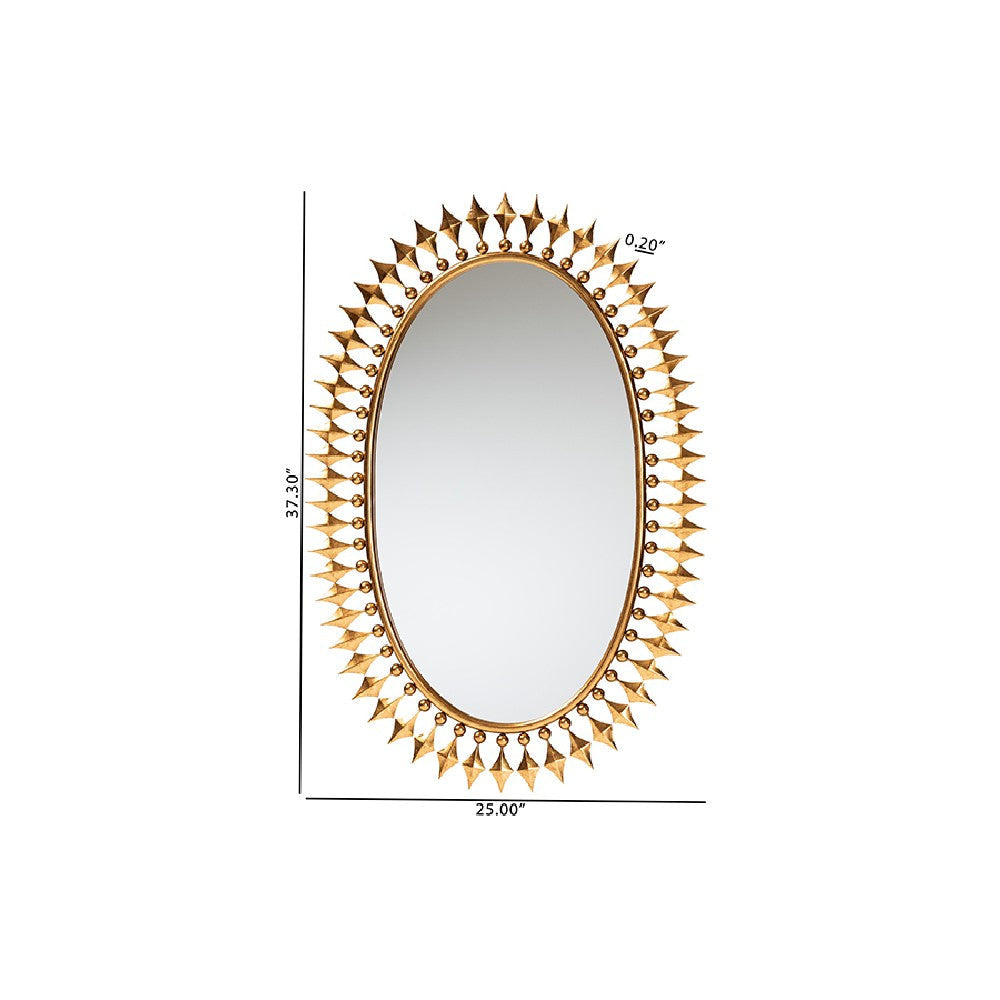 Baxton Studio Rogier Modern Glam and Luxe Antique Goldleaf Metal Accent Wall Mirror