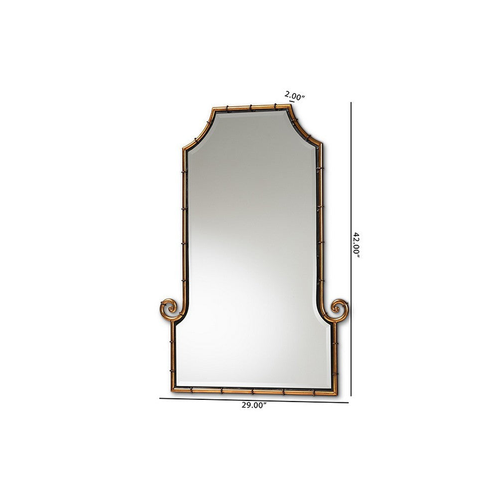 Baxton Studio Layan Glamourous Hollywood Regency Style Gold Finished Metal Bamboo Inspired Accent Wall Mirror WHI-RXW-10065