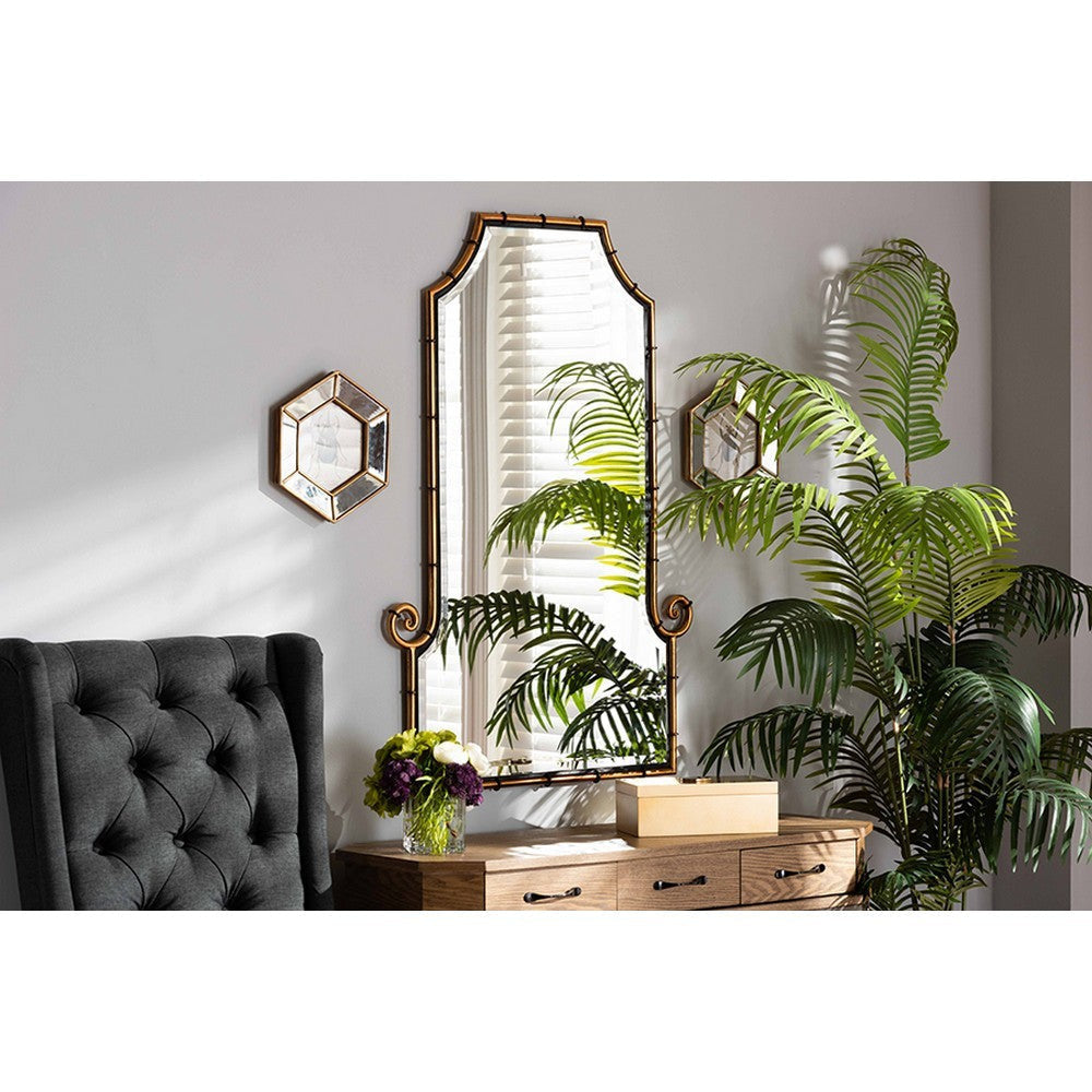 Baxton Studio Layan Glamourous Hollywood Regency Style Gold Finished Metal Bamboo Inspired Accent Wall Mirror