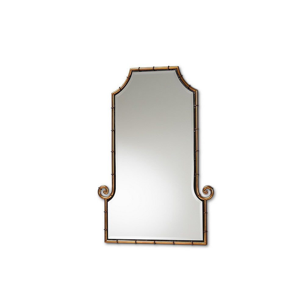 Baxton Studio Layan Glamourous Hollywood Regency Style Gold Finished Metal Bamboo Inspired Accent Wall Mirror WHI-RXW-10065