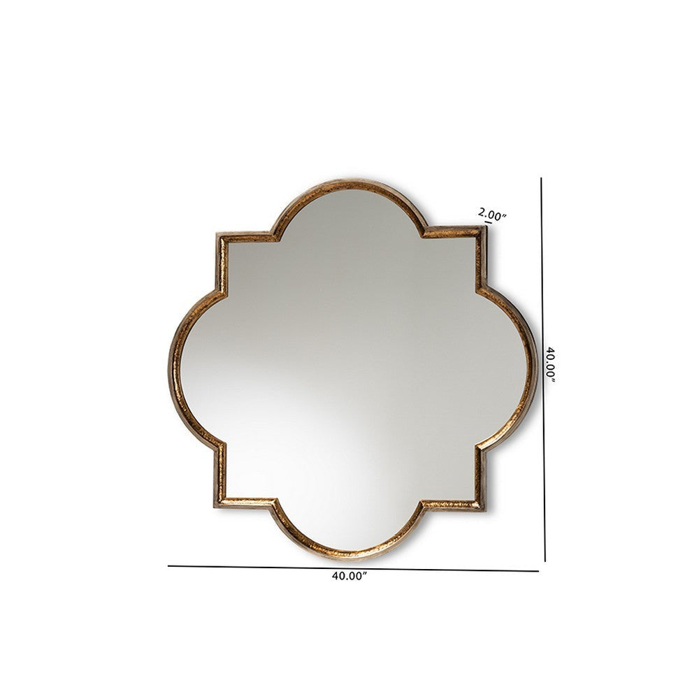 Baxton Studio Tiana Vintage Antique Bronze and Gold Finished Metal Quatrefoil Accent Wall Mirror WHI-RXW-10101