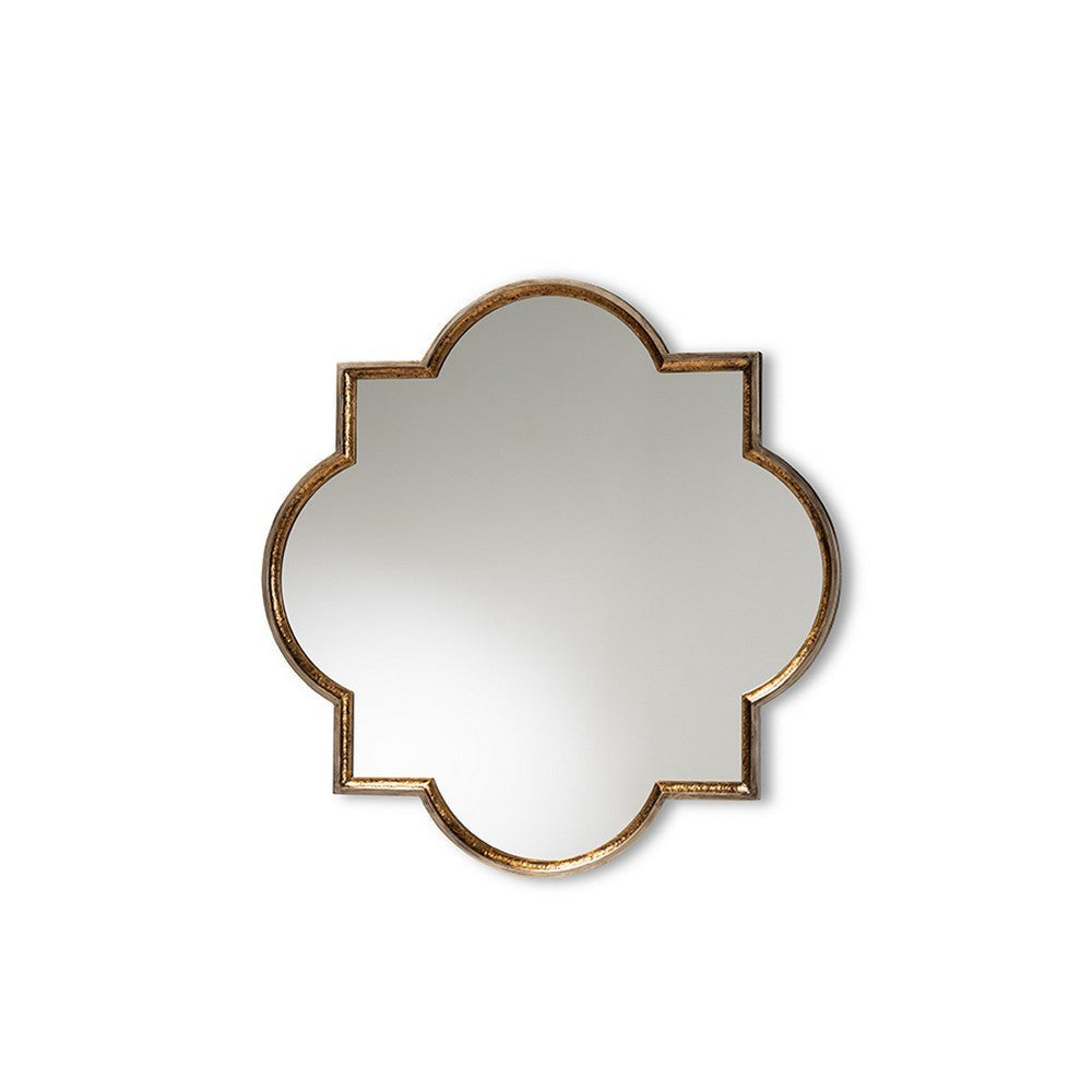 Baxton Studio Tiana Vintage Antique Bronze and Gold Finished Metal Quatrefoil Accent Wall Mirror WHI-RXW-10101