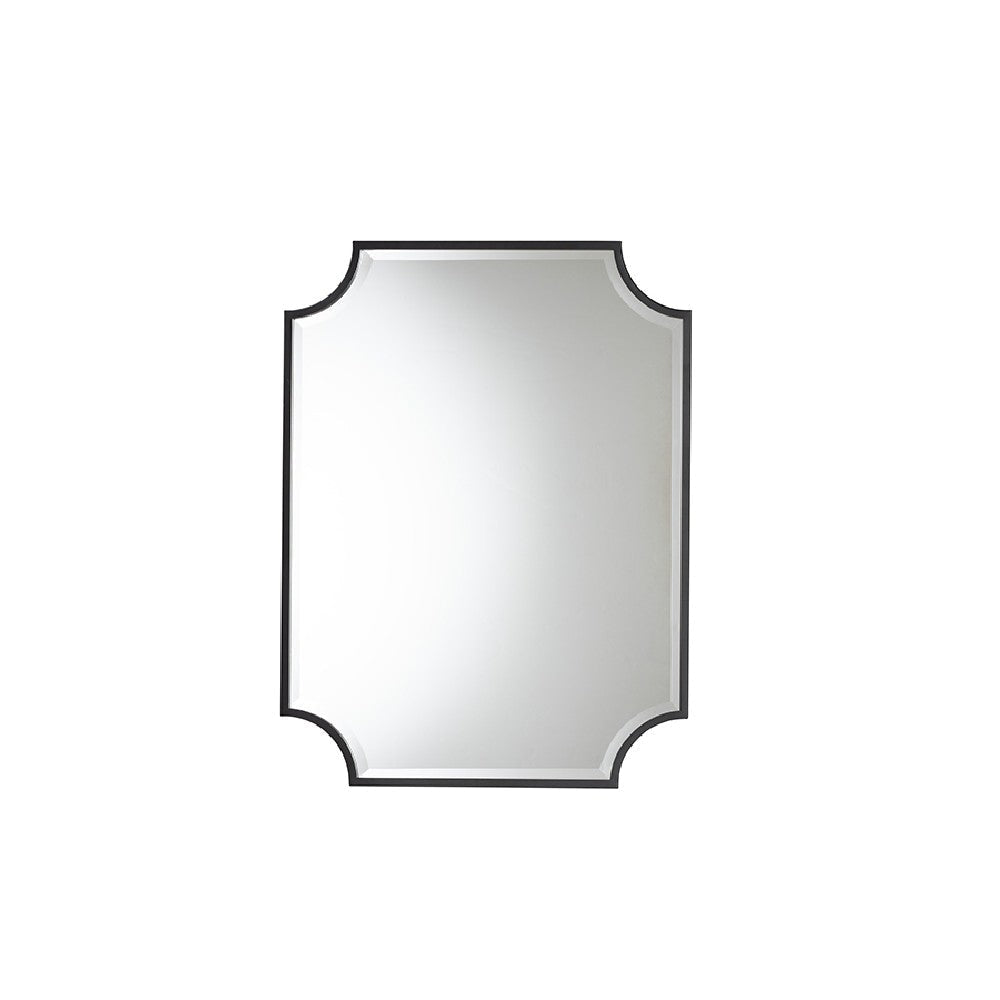 Baxton Studio Parcenet Modern Black Finished Metal Accent Wall Mirror WHI-RXW-10148