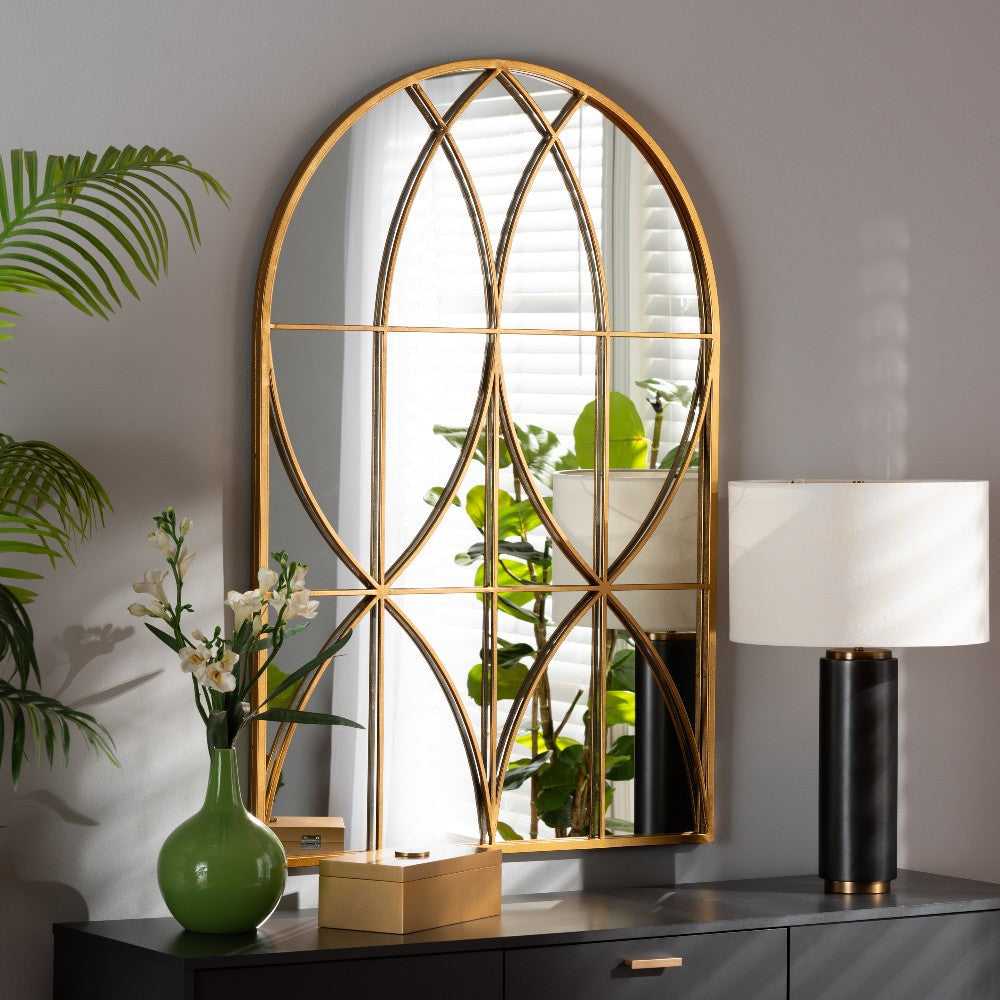 Baxton Studio Celerina Modern and Contemporary Gold Finished Metal Accent Wall Mirror