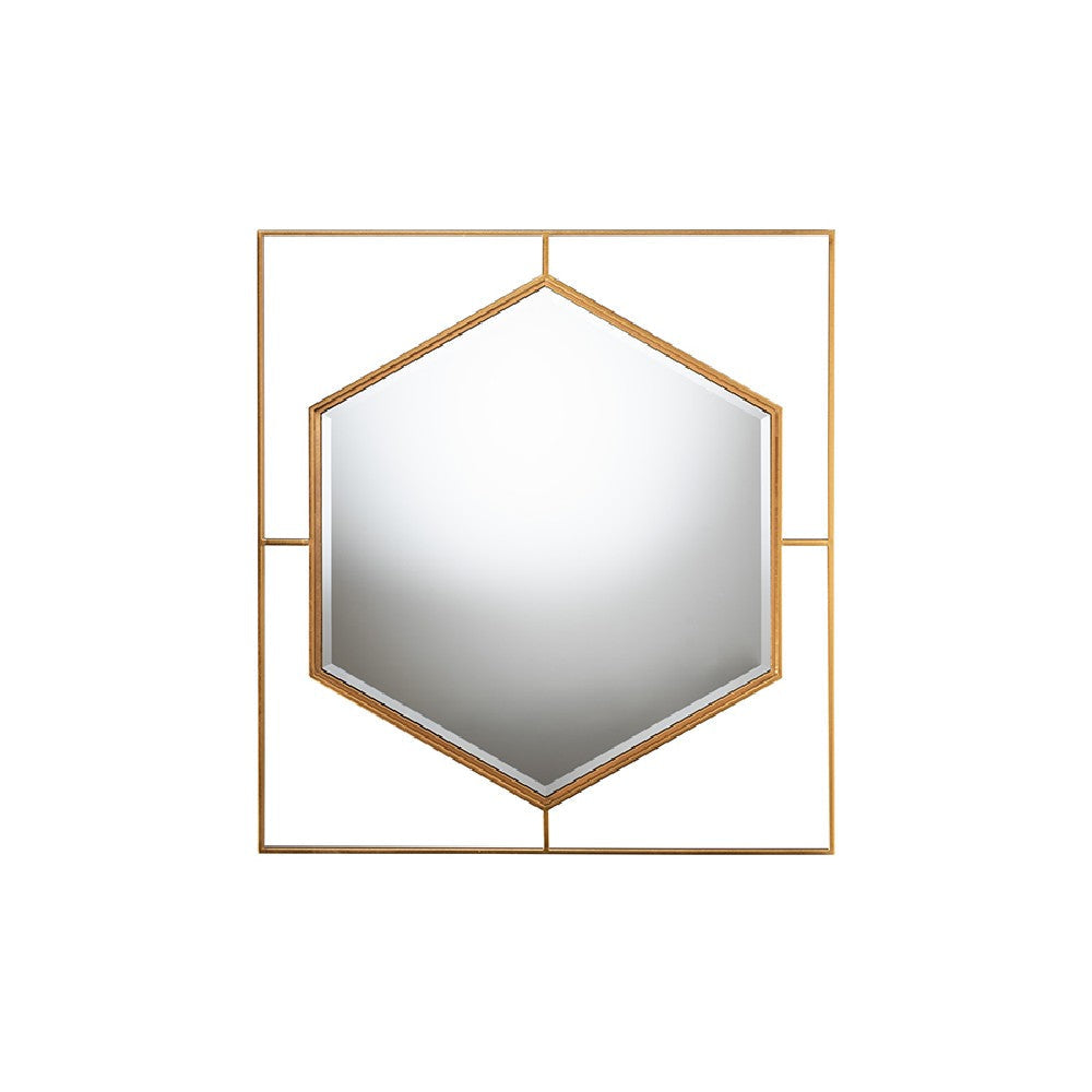 Baxton Studio Gates Modern Glam and Luxe Antique Goldleaf Metal Accent Wall Mirror WHI-RXW-10419