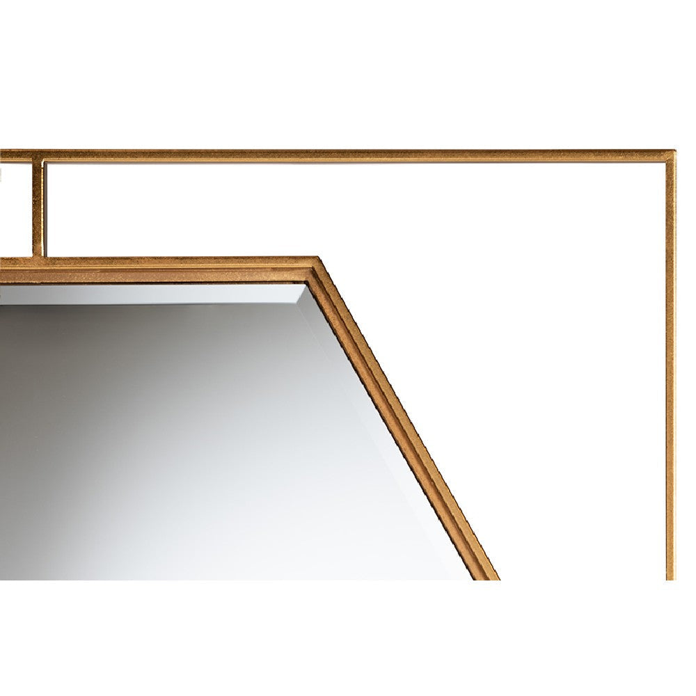 Baxton Studio Gates Modern Glam and Luxe Antique Goldleaf Metal Accent Wall Mirror WHI-RXW-10419