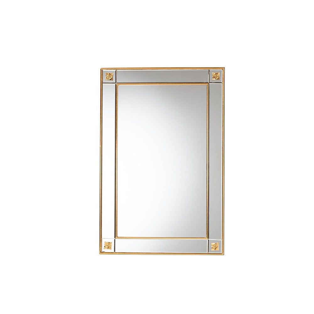 Baxton Studio Iara Modern Glam and Luxe Antique Goldleaf Finished Wood Accent Wall Mirror WHI-RXW-10689