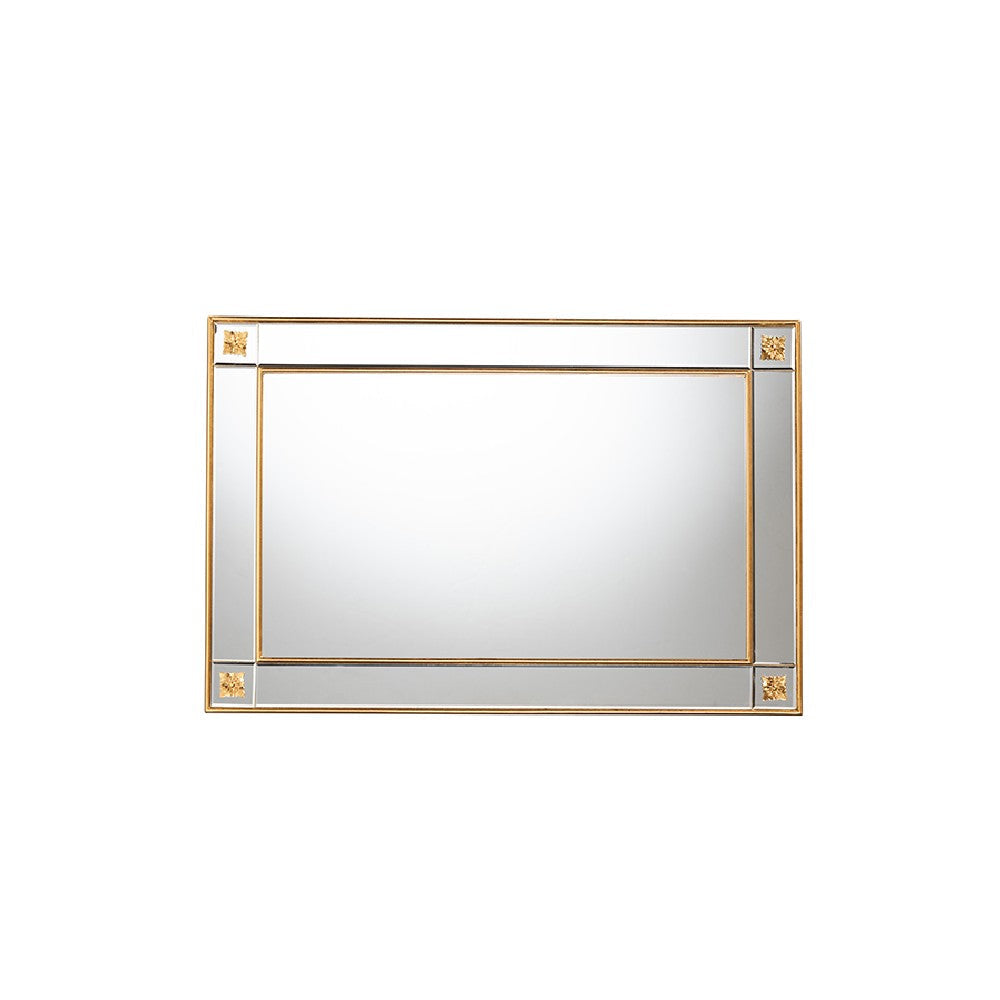 Baxton Studio Iara Modern Glam and Luxe Antique Goldleaf Finished Wood Accent Wall Mirror WHI-RXW-10689