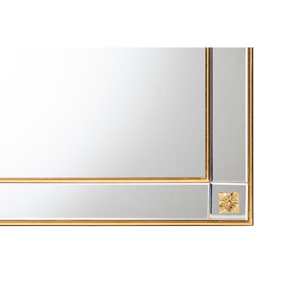 Baxton Studio Iara Modern Glam and Luxe Antique Goldleaf Finished Wood Accent Wall Mirror WHI-RXW-10689