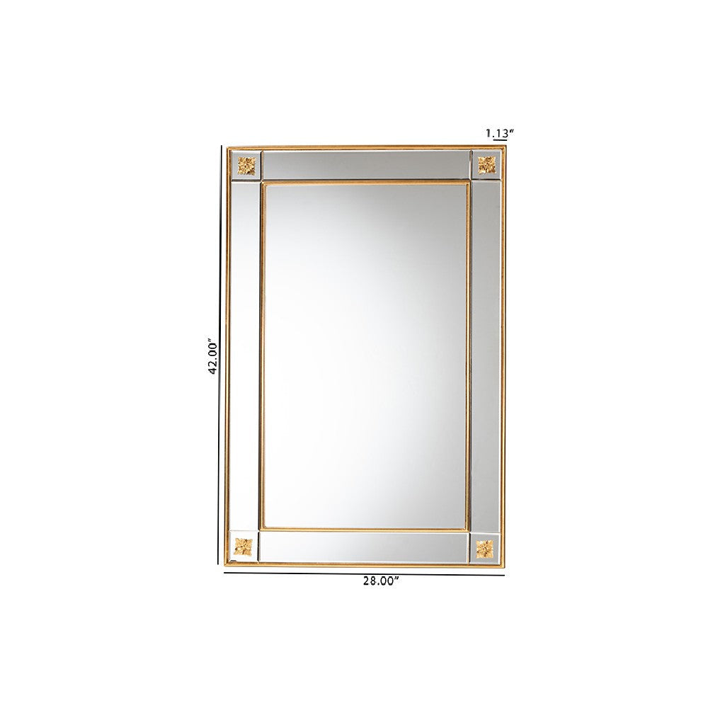 Baxton Studio Iara Modern Glam and Luxe Antique Goldleaf Finished Wood Accent Wall Mirror