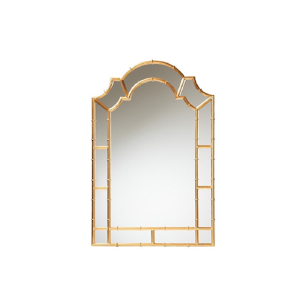 Baxton Studio Bedivere Modern Glam and Luxe Antique Goldleaf Metal Accent Wall Mirror WHI-RXW-10738