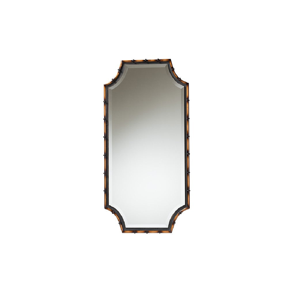 Baxton Studio Lieven Rustic Glam and Luxe Two-Tone Light Brown and Black Finished Metal Accent Wall Mirror WHI-RXW-10798